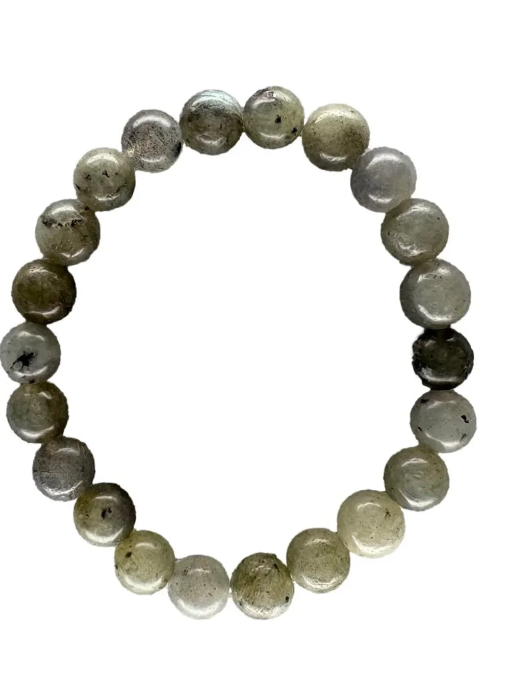 8mm Natural Grey Labradorite Bead Bracelet Genuine Crystal Custom Size Flas